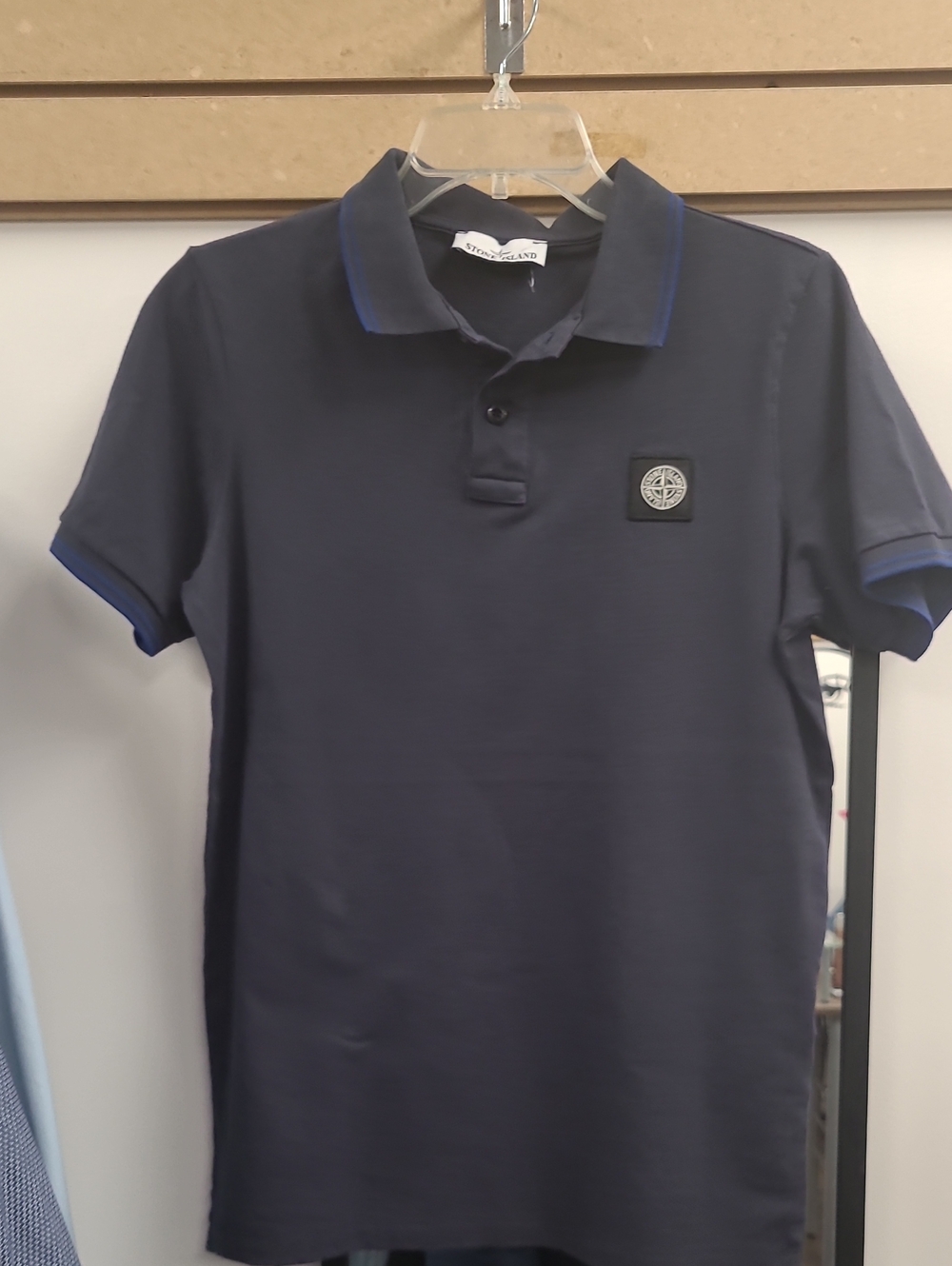 Stone Island Boys Dark Navy Polo with Blue Trim